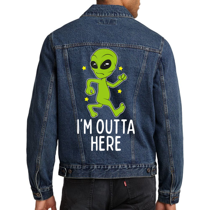 I'm Outta Here Alien Storm Area 51 Alien Running Away Men Denim Jacket | Artistshot