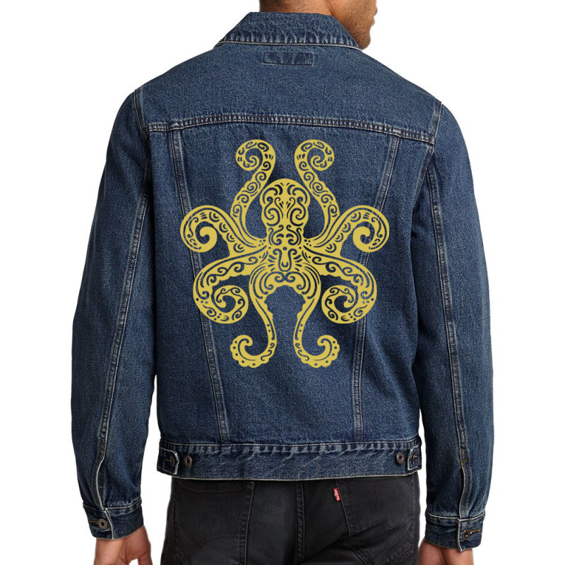 Octopus Tribal Art Marine Ocean Life Long Sleeve T Shirt Men Denim Jacket | Artistshot