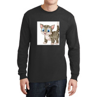 Cartoon Funny Cat Isolated Long Sleeve Shirts | Artistshot