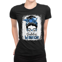 Type 1 Diabetes Warrior Blue Messy Bun Teacher Life Bleached Ladies Fitted T-shirt | Artistshot