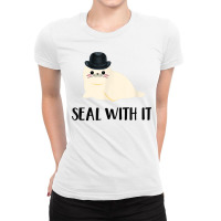 Cute White Sea Lion Seal With It Tee Ladies Fitted T-shirt | Artistshot