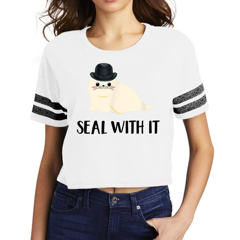 Cute White Sea Lion Seal With It Tee Scorecard Crop Tee by JaronKennedy | Artistshot