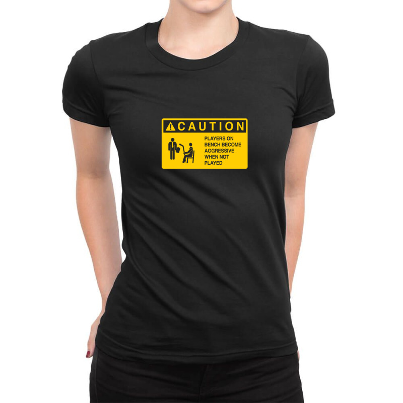 Caution Hockey Players On Bench Become Aggressive When Not Played 1 (2 Ladies Fitted T-Shirt by JennaEdwards | Artistshot