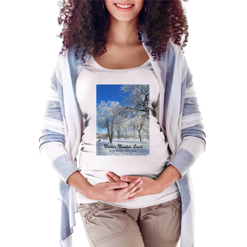 Winter Wonderland Goat Island, New York 2017 T Shirt Maternity Scoop Neck T-shirt by cm-arts | Artistshot