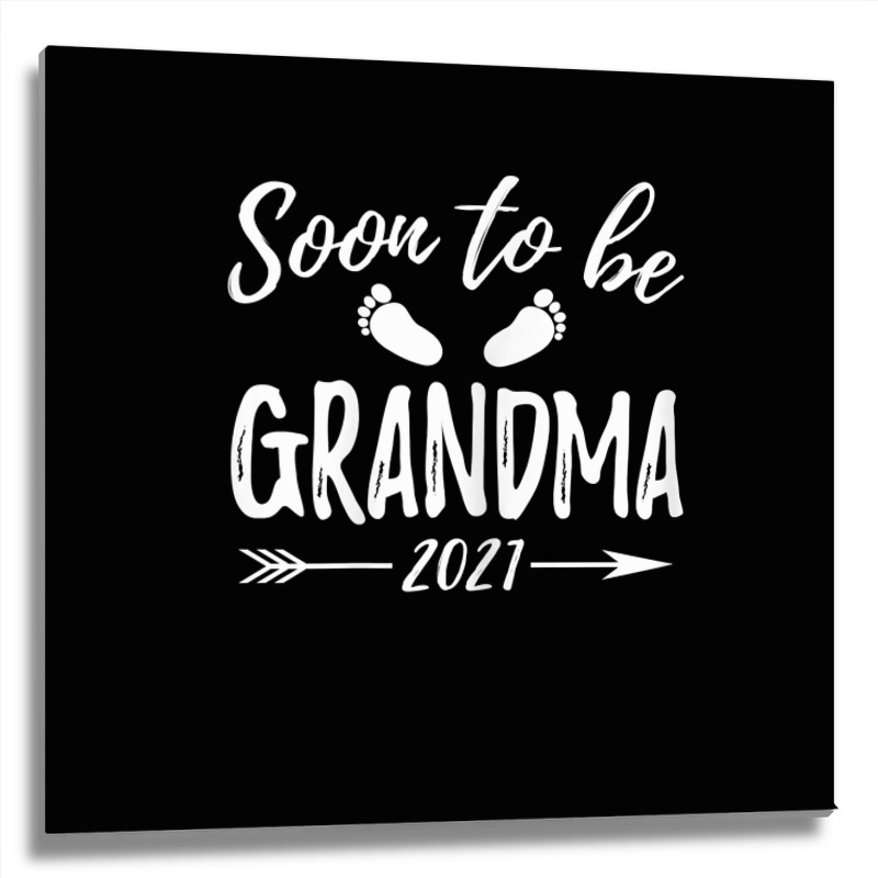 Womens Soon To Be Grandma Est.2021 Pregnancy Announcement T Shirt Metal Print Square | Artistshot