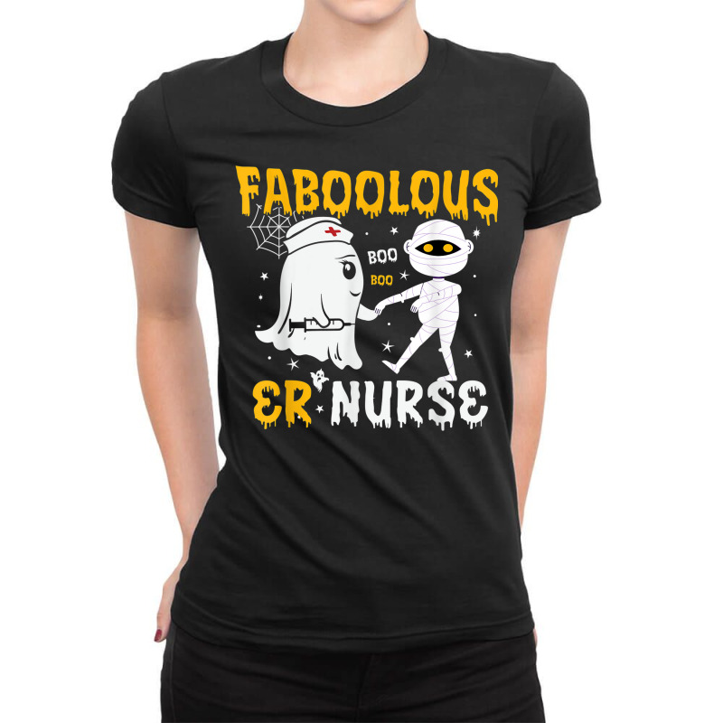 Faboolous Er Nurse Mummy Ghost Nursing Halloween Costume Ladies Fitted T-Shirt by Garnet | Artistshot