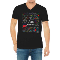 Vintage Square Root Of 289 Shirt 17 Years Old Birthday Math Long Sleev V-neck Tee | Artistshot