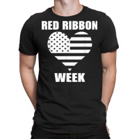 We Wear Red For Red Ribbon Week Awareness American Flag T Shirt T-shirt | Artistshot