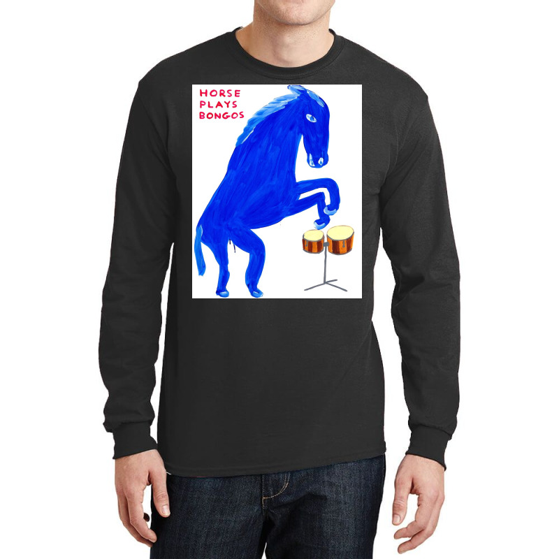 Horse Plays Bongos Long Sleeve Shirts | Artistshot