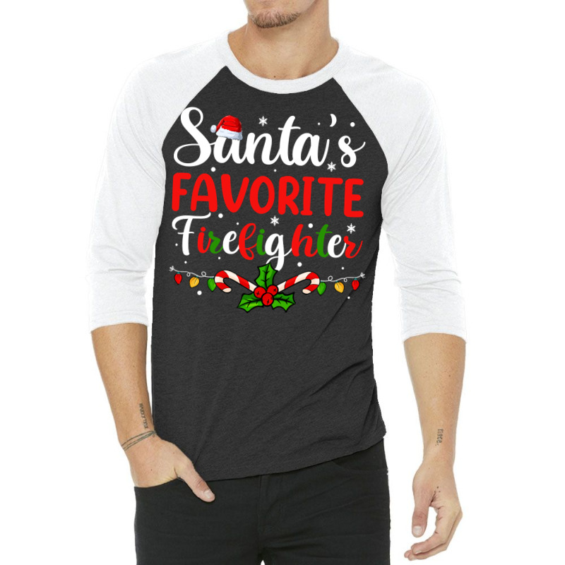 Xmas Santa’s Favorite Firefighter Shirt, Men Merry Christmas Pullove 3/4 Sleeve Shirt | Artistshot