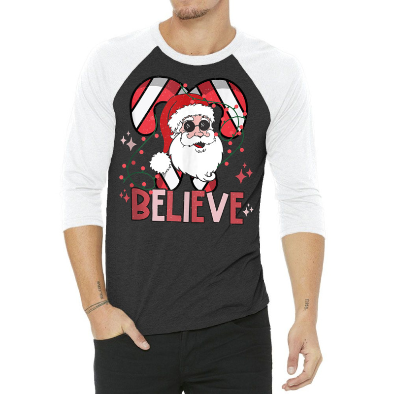 Believe Santa Claus Funny Christmas Party Merry Christmas Tank Top 3/4 Sleeve Shirt by hapusajehae | Artistshot