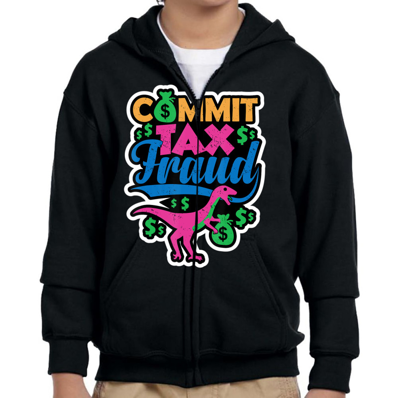 Commit Tax Fraud Taxpayer Evasion Squad Purple Dinosaur Youth Zipper Hoodie | Artistshot