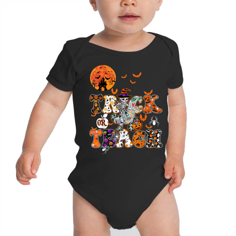 Trick Or Teach Funny Halloween Teacher Trick Or Treat Party Baby Bodysuit by Color | Artistshot