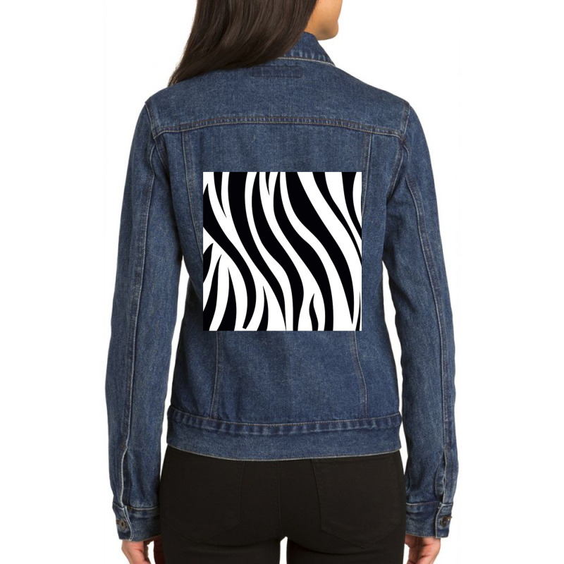 Vertical Black And White Striped Ladies Denim Jacket by cm-arts | Artistshot