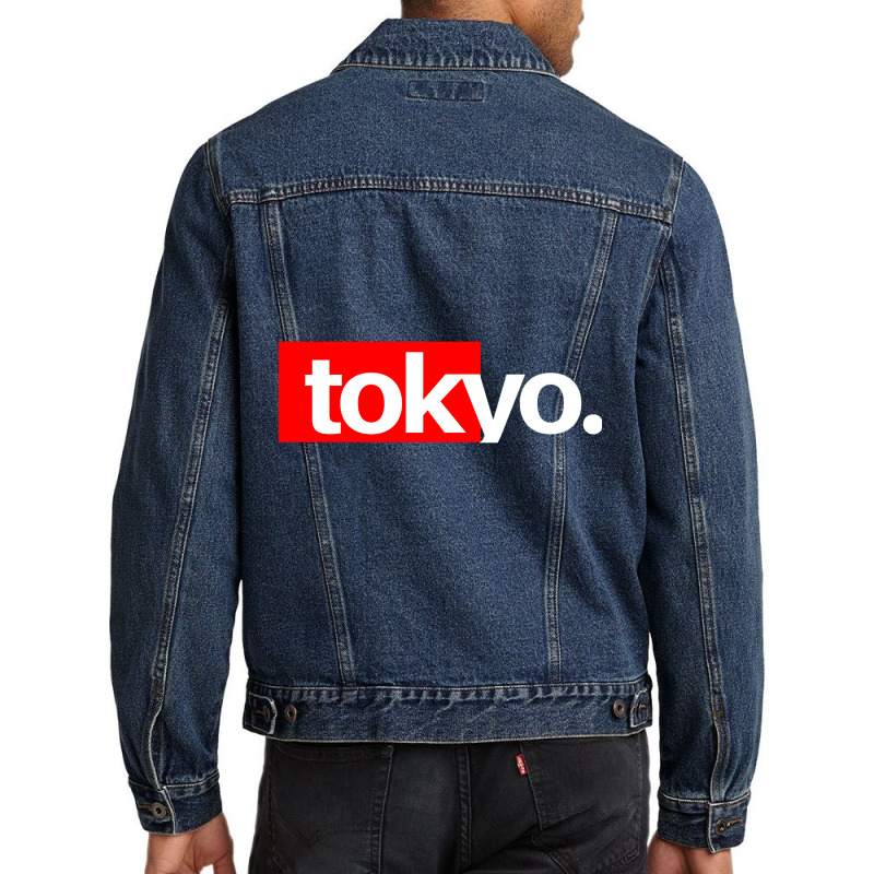 Tokyo Japan City Red White Elegant Men Denim Jacket | Artistshot