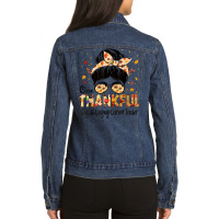 English Language Learner Teacher One Thankful Thanksgiving Ladies Denim Jacket | Artistshot