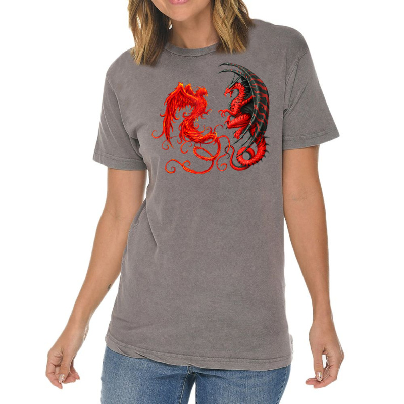 Rising Phoenix Fire And Dragon T Shirt Vintage T-Shirt by hin | Artistshot