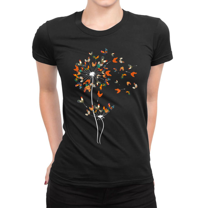 Dandelion Chicken Flower Floral Chickens Tree Lover Ladies Fitted T-Shirt by behindcedar22 | Artistshot