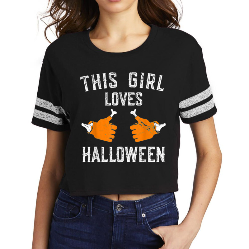 This Girl Loves Happy Halloween Costume Funny For Women Scorecard Crop Tee by JOEGARZA | Artistshot