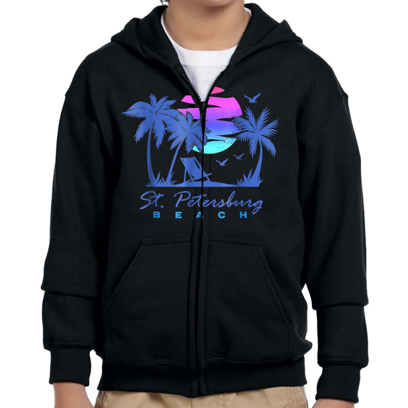 St. Petersburg Beach St Pete Florida Vacation Vintage Sunset Youth Zipper Hoodie by Queens | Artistshot