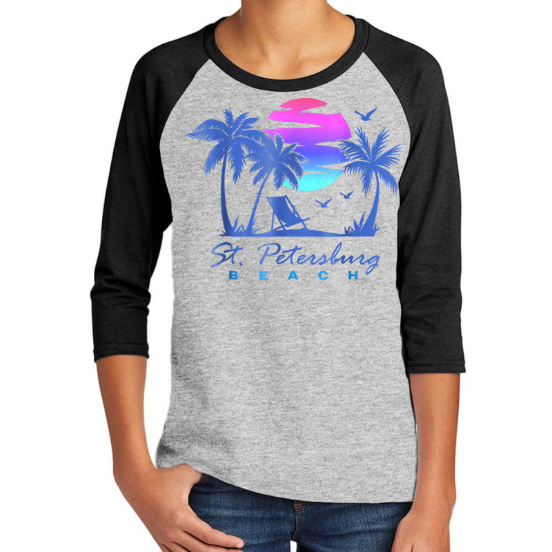 St. Petersburg Beach St Pete Florida Vacation Vintage Sunset Youth 3/4 Sleeve by Queens | Artistshot