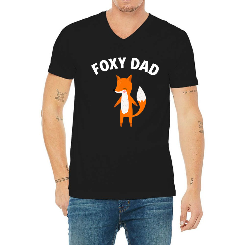 Foxy Dad Father's Day Fox Pun Joke V-neck Tee | Artistshot