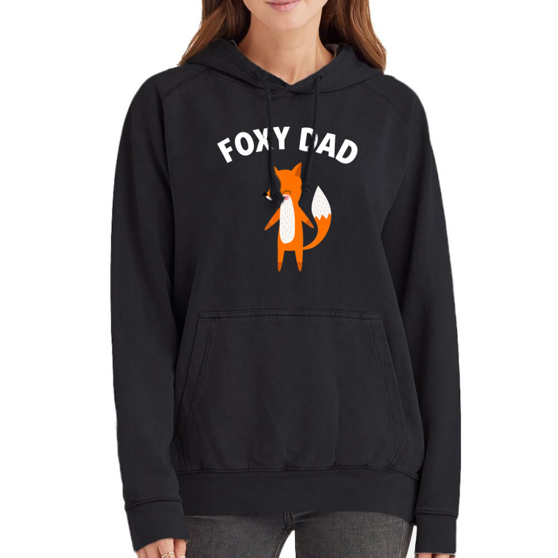 Foxy Dad Father's Day Fox Pun Joke Vintage Hoodie | Artistshot