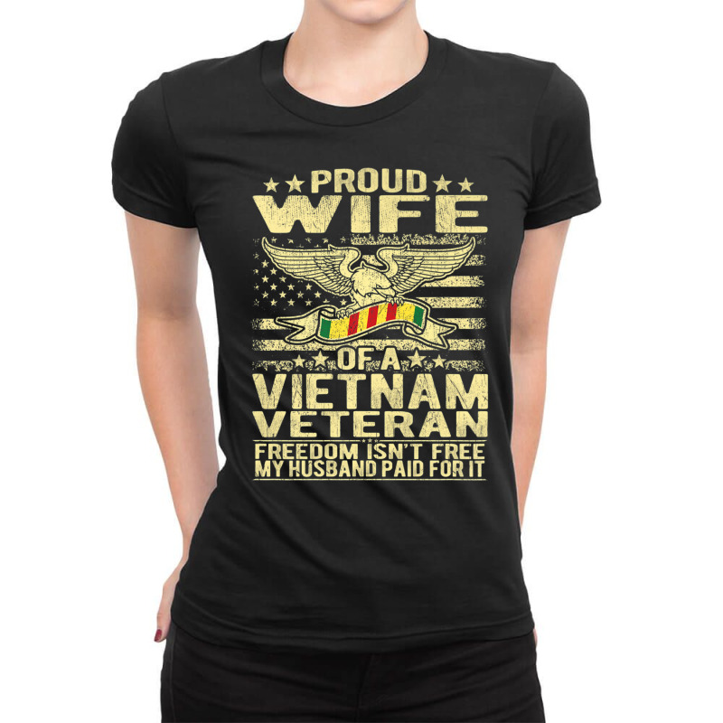 Freedom Isn't Free Proud Wife Of A Vietnam Veteran Ribbon Ladies Fitted T-Shirt by cm-arts | Artistshot