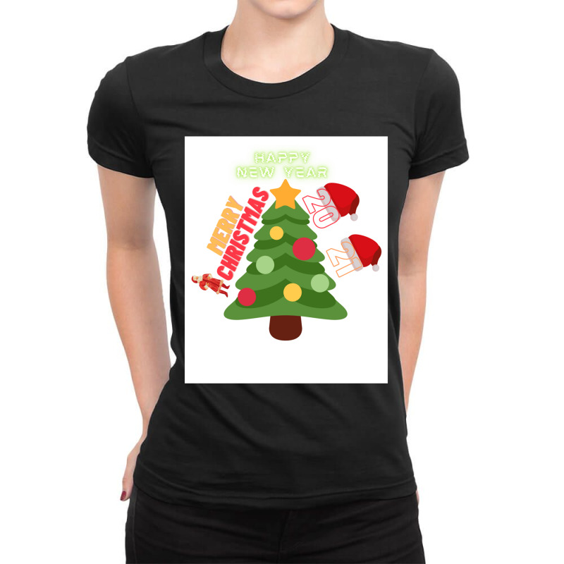 Merry Christmas 2021 Ladies Fitted T-Shirt by BERNARDMATTHEWS2 | Artistshot