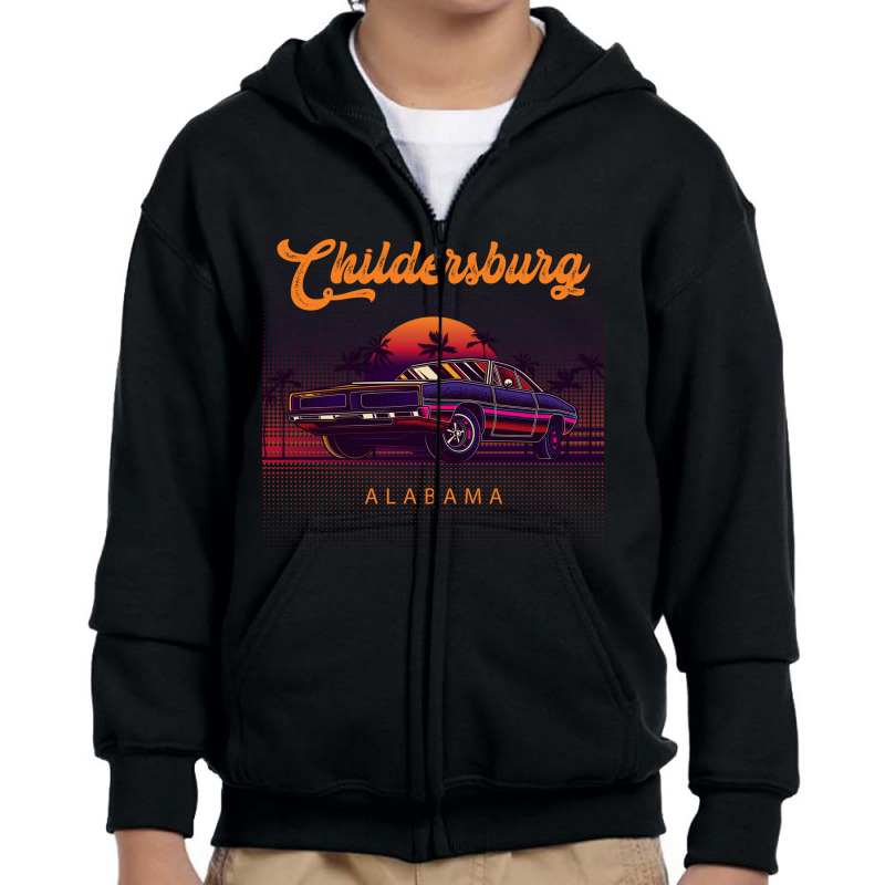 Childersburg Alabama Retro Vintage 80s 90s Muscle Cars Retrowave Aesth Youth Zipper Hoodie by pancakespienova | Artistshot