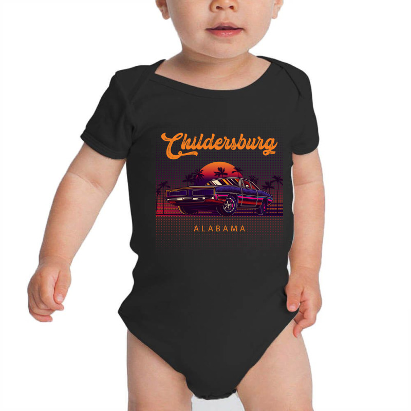 Childersburg Alabama Retro Vintage 80s 90s Muscle Cars Retrowave Aesth Baby Bodysuit by pancakespienova | Artistshot