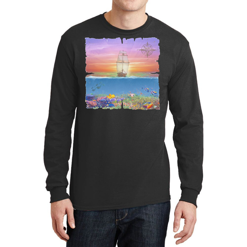 Sailing Ship T  Shirt Sunset Sail T  Shirt Long Sleeve Shirts | Artistshot