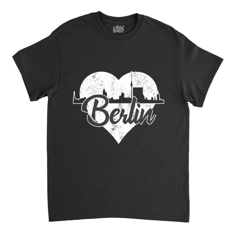 Retro Berlin Germany Skyline Heart Distressed Classic T-shirt | Artistshot