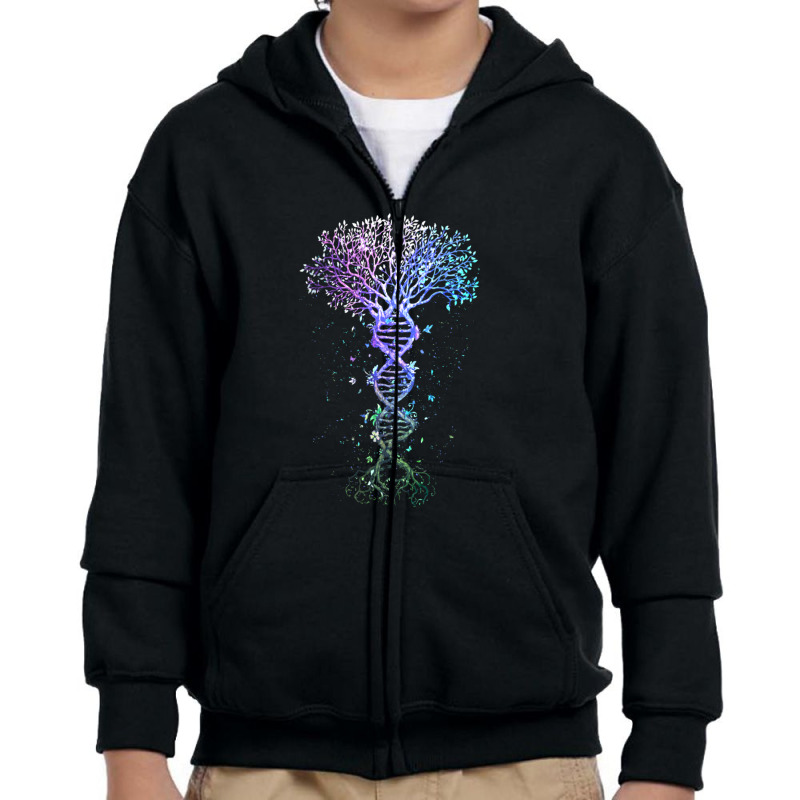 Dna Tree Life Earth Genetics Biologist Science Gift Youth Zipper Hoodie by behindcedar22 | Artistshot