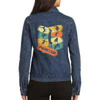 Retro Parkour For Boys Silhouette Vintage Free Running Ladies Denim Jacket | Artistshot