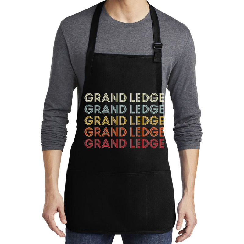 Grand Ledge Michigan Grand Ledge Mi Retro Vintage Text Medium-length Apron | Artistshot