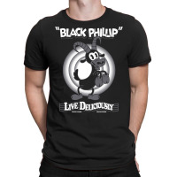 Black Phillip Vintage Cartoon Witch Goth Occult Live Deliciously Class T-shirt | Artistshot