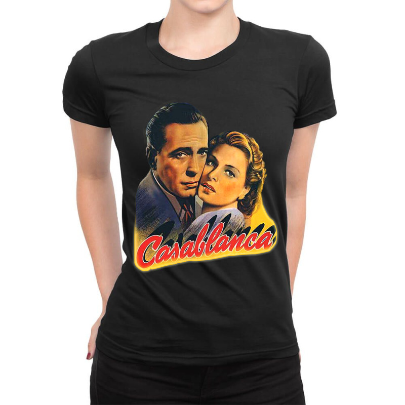 Vintage Retro Casablanca Movie 40s 1942 American Romantic Drama Film M Ladies Fitted T-Shirt by cm-arts | Artistshot