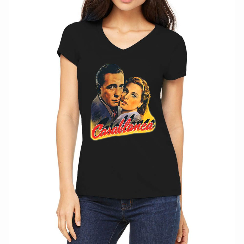 Vintage Retro Casablanca Movie 40s 1942 American Romantic Drama Film M Women's V-Neck T-Shirt by cm-arts | Artistshot