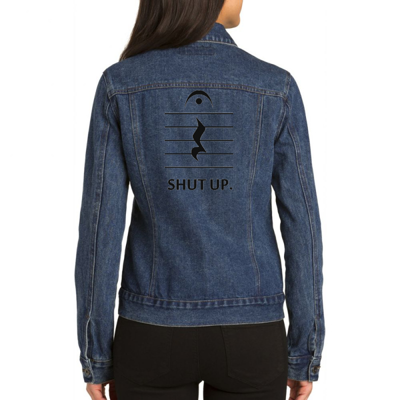 Shut Up By Music Notation Ladies Denim Jacket by cm-arts | Artistshot