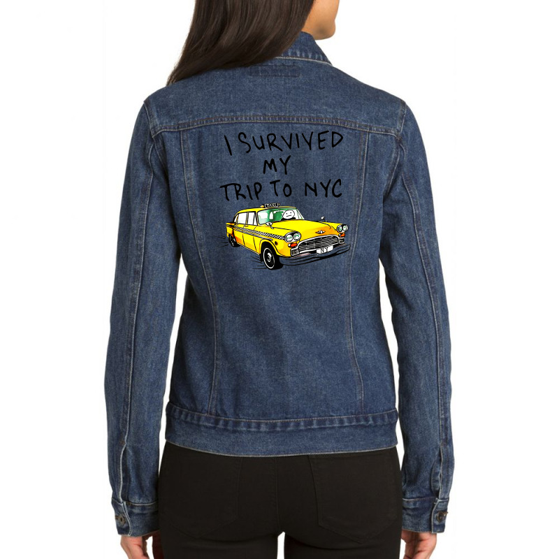 I Survived My Trip To Nyc Ladies Denim Jacket by cm-arts | Artistshot