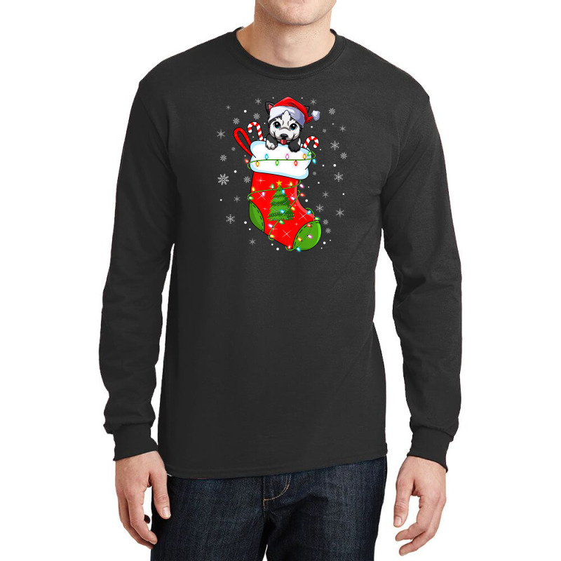 Alaskan Malamute Dog In Christmas Socks Xmas Long Sleeve Shirts | Artistshot