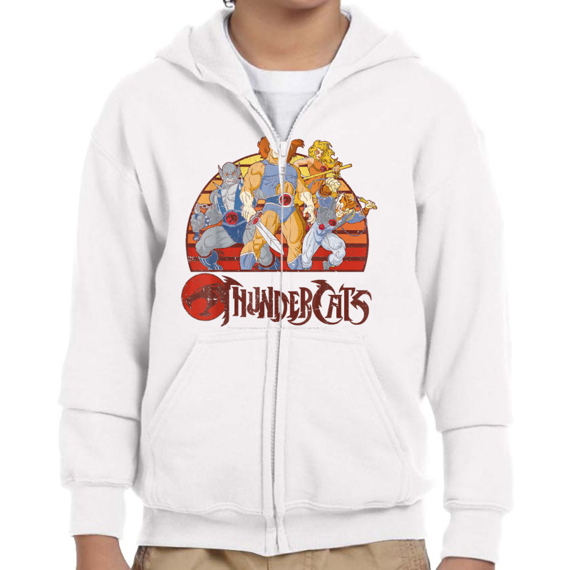 Thundercats Group Retro Sunset Youth Zipper Hoodie by zoevanessa | Artistshot