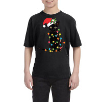 Black Cat Santa Tangled Up In Christmas Lights Sweatshirt Youth Tee | Artistshot