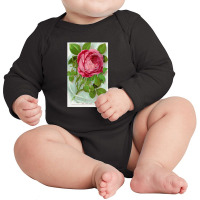 Vintage Mrs John-laing Roses Flower Botanical Specimen Long Sleeve Baby Bodysuit | Artistshot