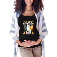 Jesus Is My Savior Cats Are My Therapy Maternity Scoop Neck T-shirt | Artistshot