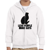 Less People More Black Cat Funny Pet Lover Men Dark Cat Youth Zipper Hoodie | Artistshot