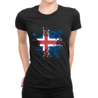 Iceland Flag Ink Vectors Ladies Fitted T-shirt | Artistshot