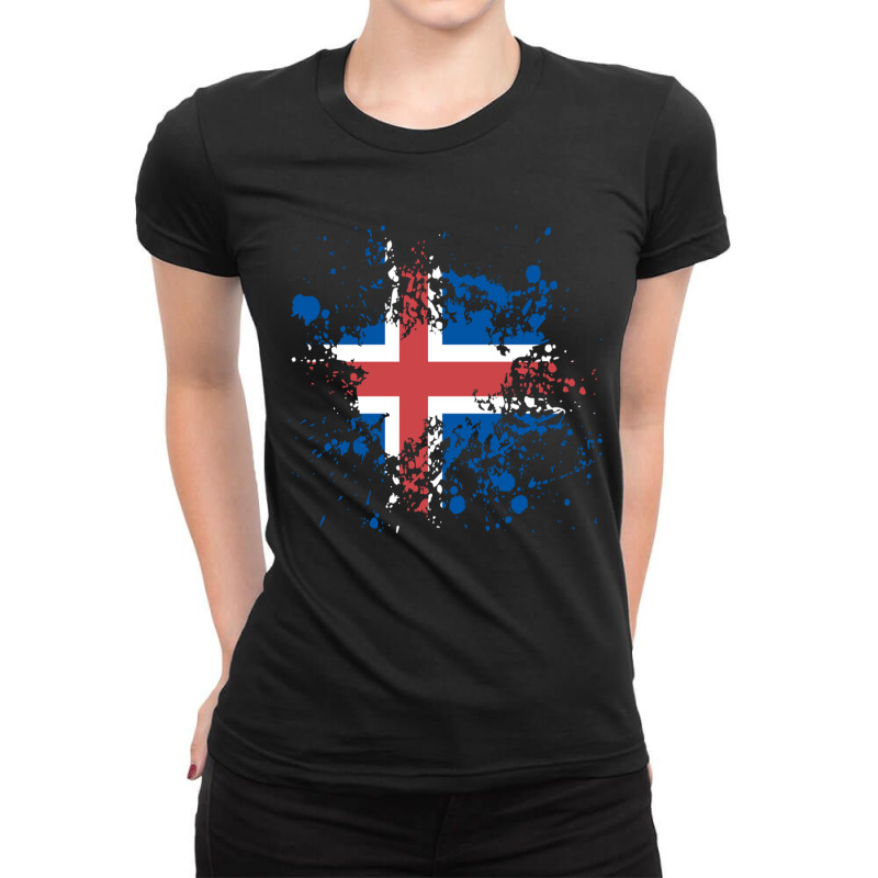 Iceland Flag Ink Vectors Ladies Fitted T-Shirt by lik9787 | Artistshot