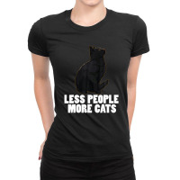 Less People More Black Cat Funny Pet Lover Men Dark Cat Ladies Fitted T-shirt | Artistshot